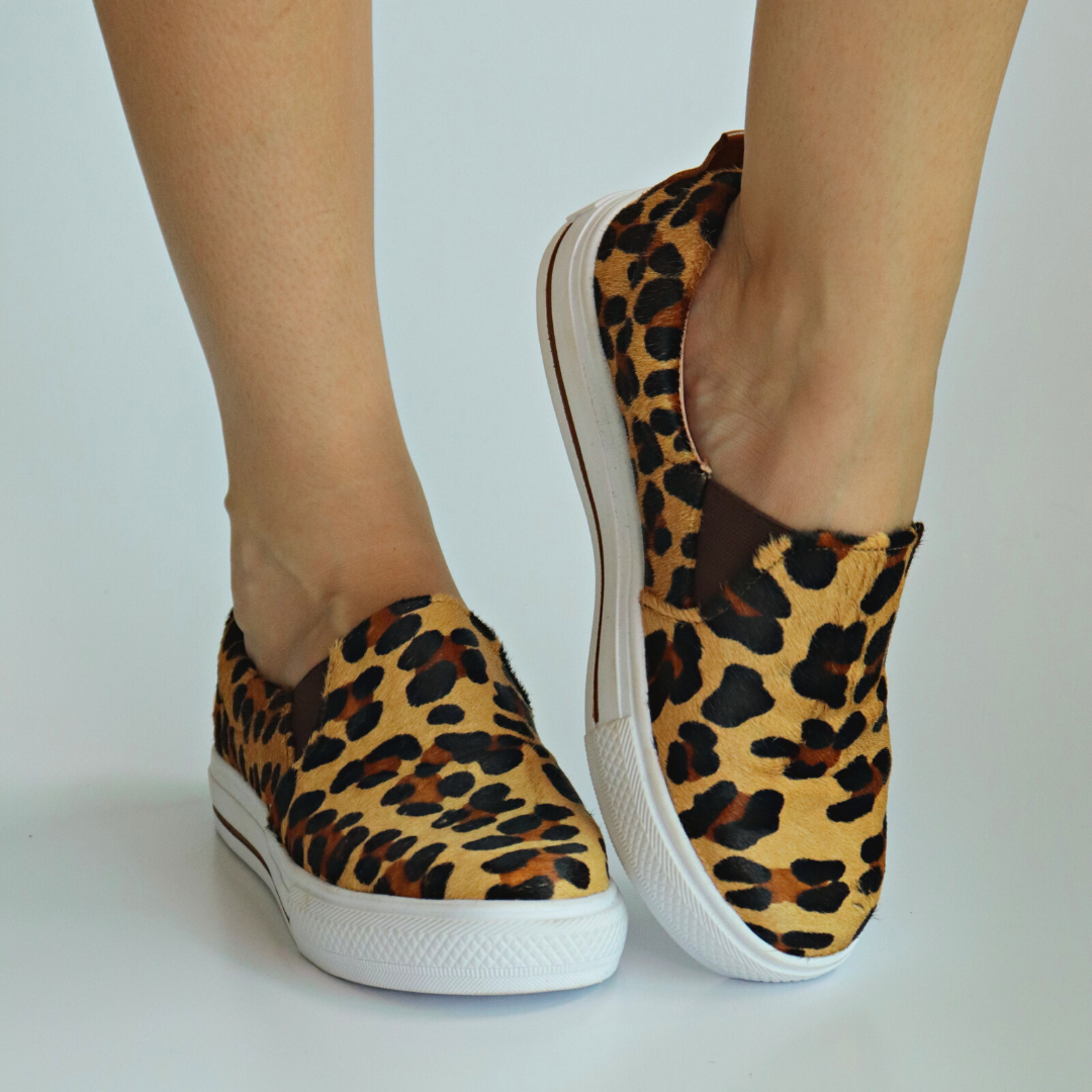 Animal Print Leather Slip on queen comfy shoes